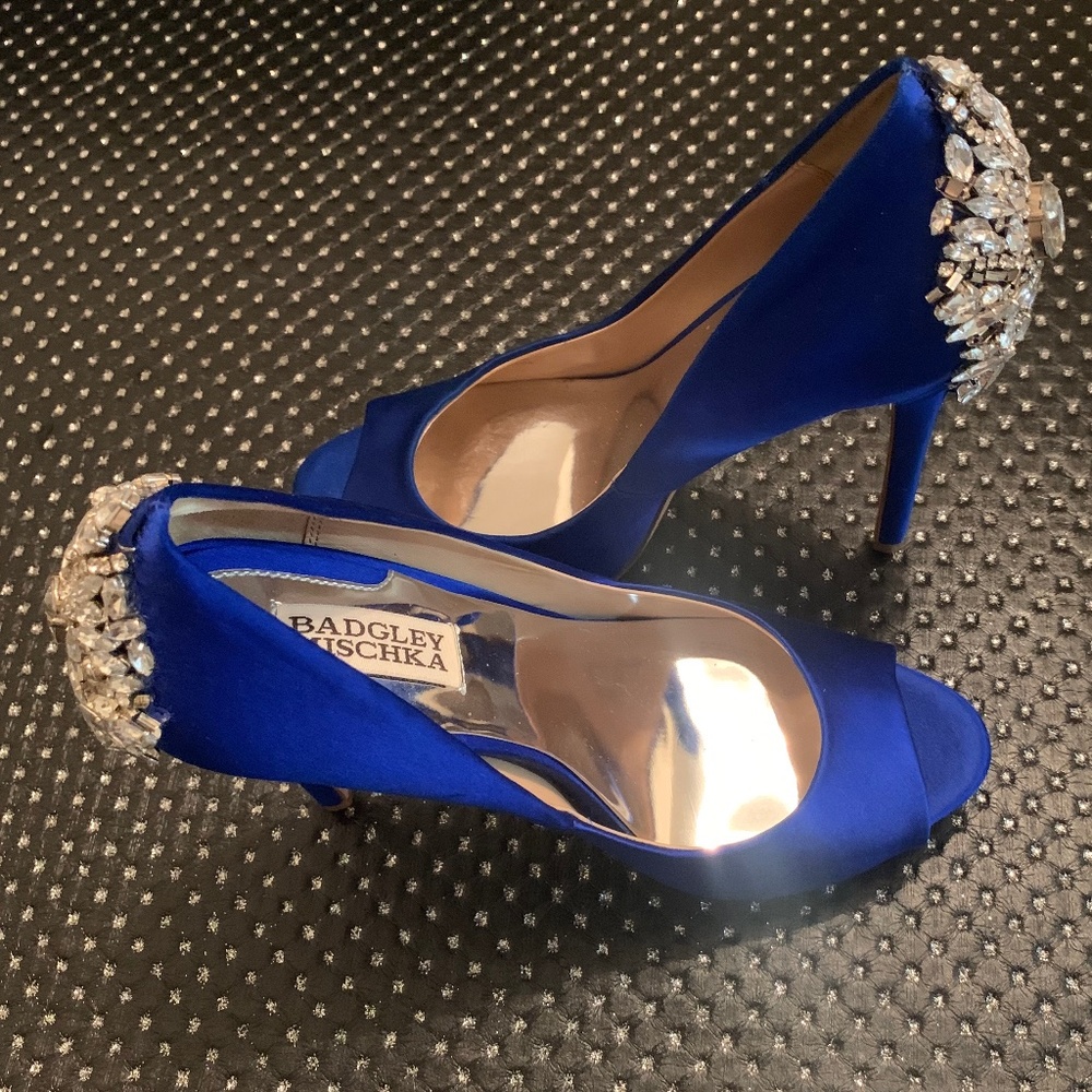 NWOB BADGLEY MISCHKA Kiara Embellished Peep-Toe Evening Pumps - Size 7.5 - Picture 13 of 16